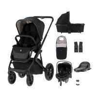 Qute Q-Rider Plus Kinderwagen - Midnight Black | Kidsriver Curve Autostoel - Black | Kidsriver Isofix Base