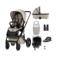 Qute Q-Rider Plus Kinderwagen - Mineral Clay | Kidsriver Curve Autostoel - Black | Kidsriver Isofix Base