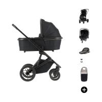 Qute Q‑Rider Plus Kinderwagen 4-in-1 ‑ Midnight Black | Kidsriver Curve Autostoel ‑ Black | Kidsriver Isofix Base