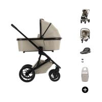 Qute Q‑Rider Plus Kinderwagen 4-in-1 ‑ Mineral Clay | Kidsriver Curve Autostoel ‑ Clay | Kidsriver Isofix Base