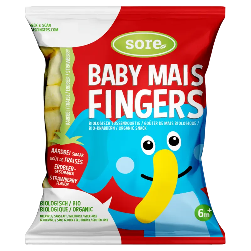 Sore Baby maisfingers aardbei 6m+