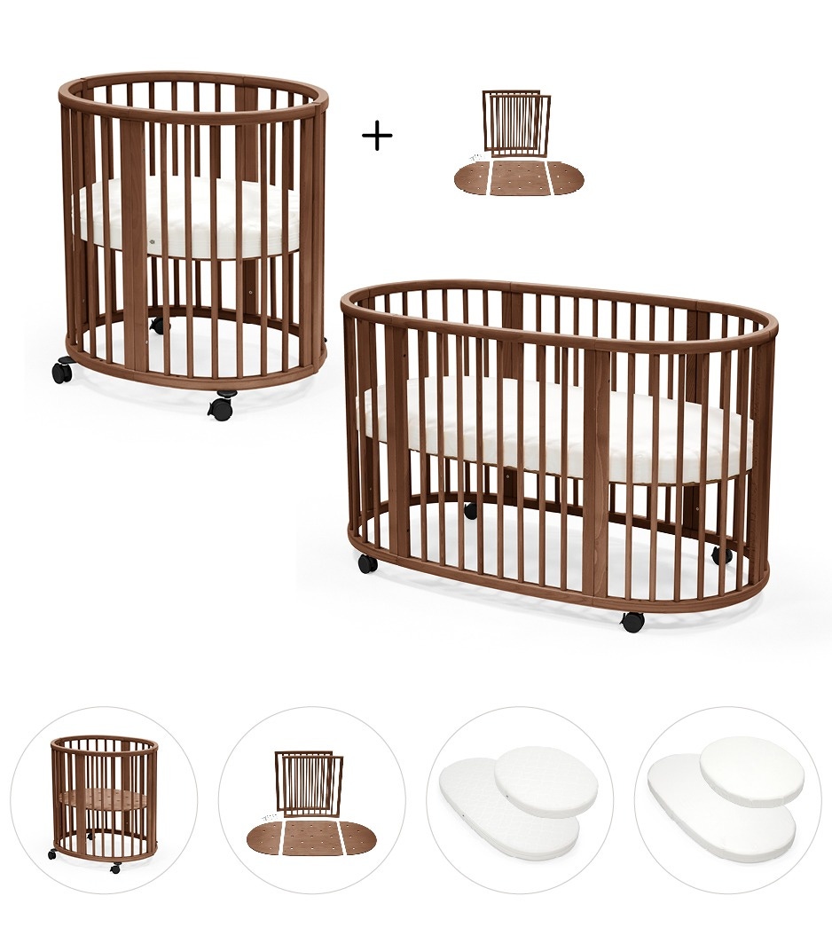 Stokke Sleepi Mini en uitbreidingset warm bruin met matras & hoeslaken