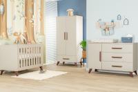 TWF Ledikant 60 x 120 - Commode XL 3 Laden 1 Deur - Hanglegkast XL 3 Deuren 2 Lade Salerno Walnoot
