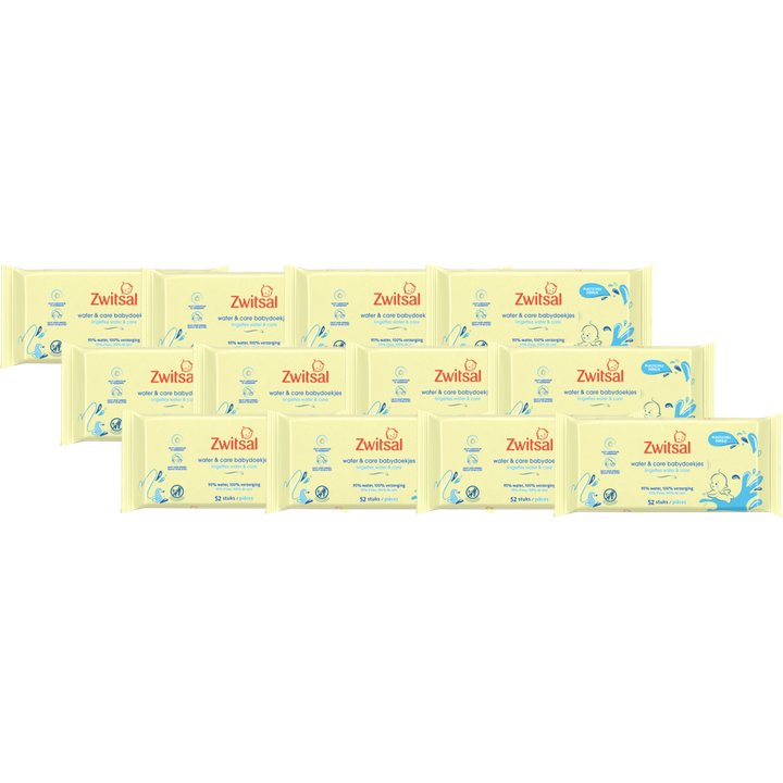 Zwitsal Billendoekjes Water & Care 12 x 52 Stuks