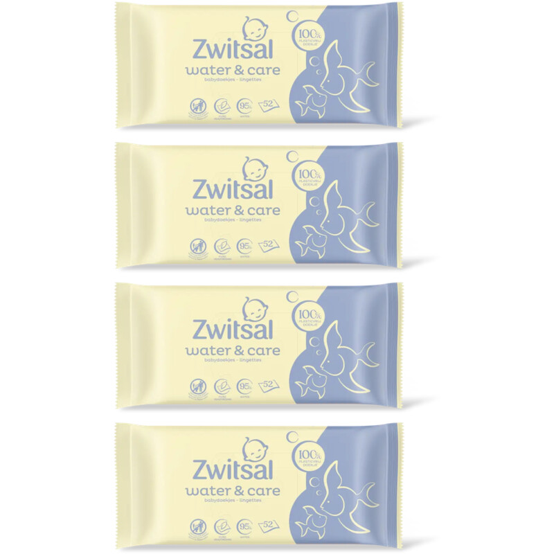 Zwitsal Water & care babydoekjes 4-pack