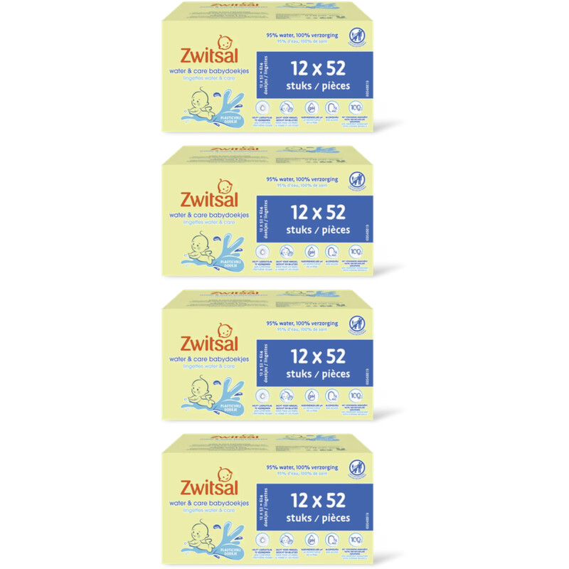 Zwitsal Water&care babydoekjes geur 4-pack