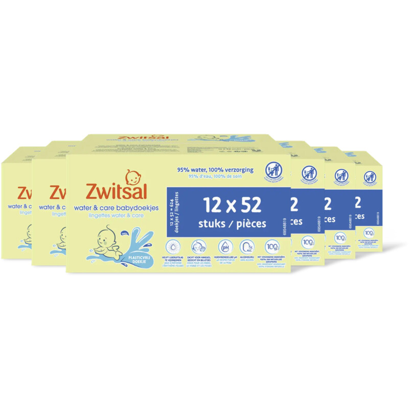 Zwitsal Water&care babydoekjes geur 6-pack
